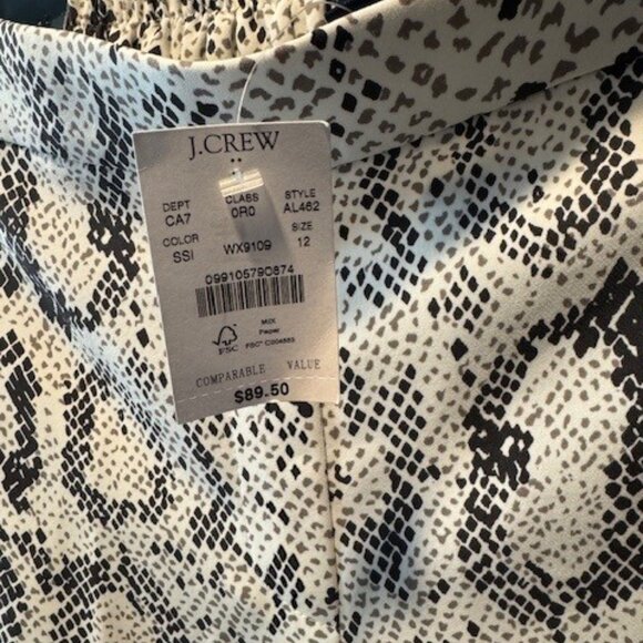 NWT J. Crew Jamie Elastic Waist Snakeskin "Serpentine" Pant Size 12 - Picture 3 of 10